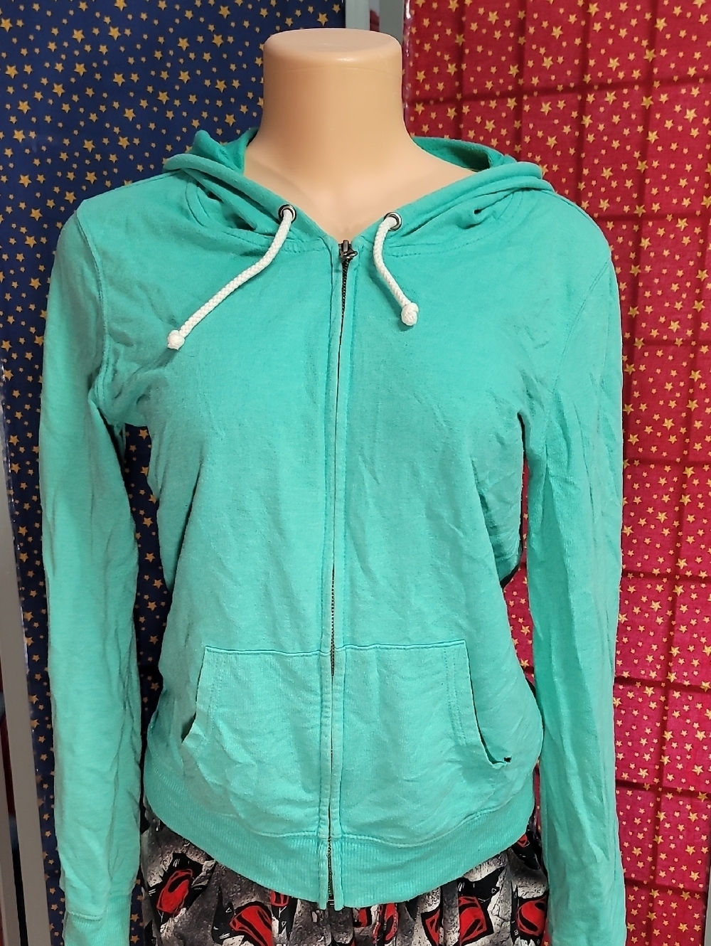 **Xhilaration Teal Zip Hoodie with Drawstring**